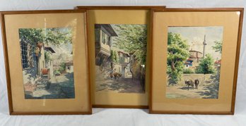 Three Beautiful Framed Original Watercolor Paintings