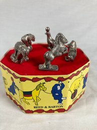 Vintage Reed And Barton Circus Animal Candle Holders With Original Box