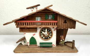 Folk- Art Clock With Girl On A Swing