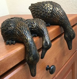 Three Cast Resin Geese Decor