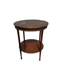 Antique Solid Wood Round Two Level Table