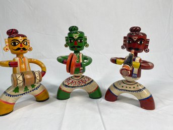 Collection Of Vintage Asian Handmade Folk Art Musician Dolls