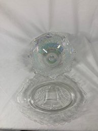 Iridescent Glass Bowl And Declaration Of Independence Plate