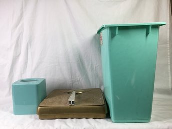 Retro Scale, Blue Tissue Box & Waste Bin