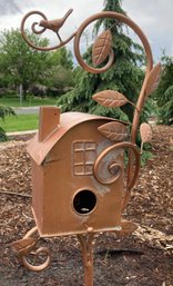 Over 5 Foot Tall Curved Roof Styled Metal Copper Colored Birdhouse