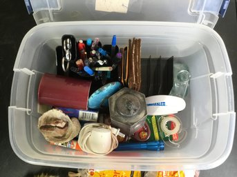 Tub Of Miscellaneous Office Supplies