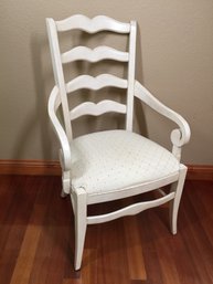 White Ethan Allen Arm Chair With Upholstered White Padded Seat (seat Is Currently Removable)