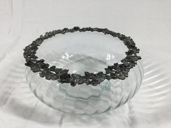 Small Bowl With Floral Glass Ring On Top