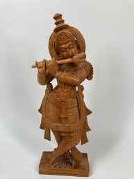 Vintage Sandalwood Carved Lord Krishna Statue From India