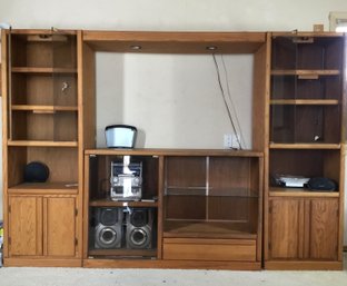 Wooden Entertainment Center- Contents Not Included