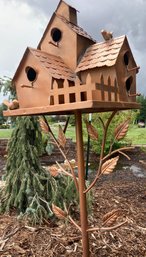 Over 5 Foot Tall House With Decorative Shingles Styled Metal Copper Colored Birdhouse