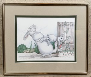 Framed & Matted Hand Signed & Numbered Artist Proof Print Of Sue Rupp Hare Removal