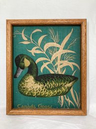 Vintage Fabric Cross Stitched Duck Framed