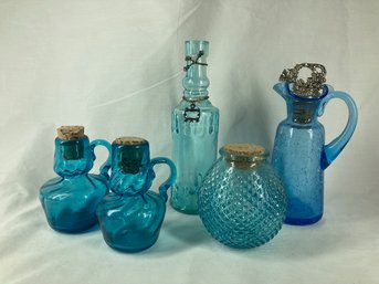 Set Of Assorted Blue Glass Pieces