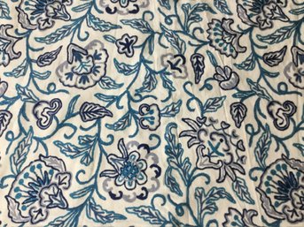 Amazing Blue & Teal Vintage Crewelwork Uncut Fabric Brought From India