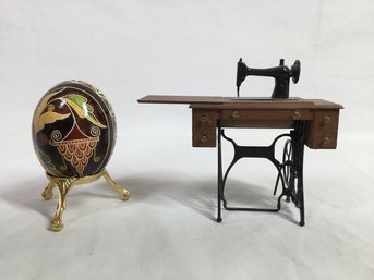 Miniature Sewing Machine And Colorful Egg