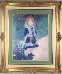 Renoir 1870s Painting Print Of A Girl With A Watering Can, Beautifully Framed And Matted