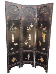 Beautiful Handcrafted Antique Asian Style Room Dividers With Hand Cut Stone Appliqu, 3 Separate Panels (set 2)