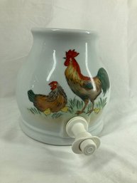 White Rooster Painted Beverage Dispenser