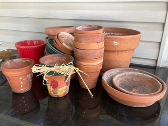 Large Assortment Of Decorative Clay Planting Pots