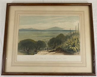 View From The Village Of Galaro_ Zante - Framed Lithography By Edward Lear- See Photos