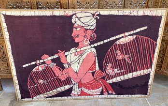 Big Framed Vintage Indian Batik Painting
