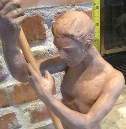 Clay Sculpture Mock Up Of Standing Man With Armature