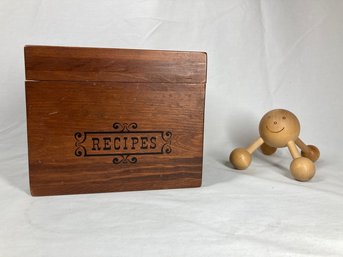 Cute Wooden Figure With Recipe Box