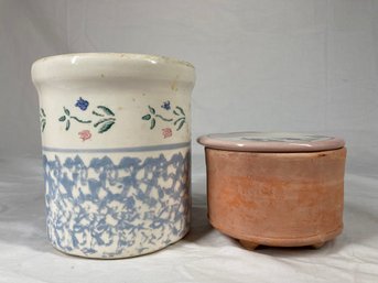 Salt Crock And Pottery Vase