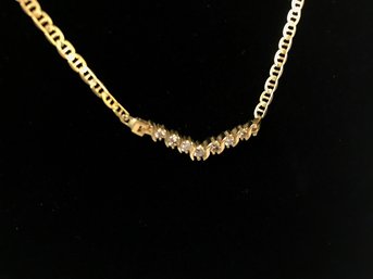 14k Gold & Diamond V Pendant Necklace