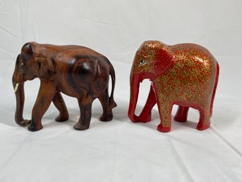 Pair Of Artisan Elephants (see Photos For Condition)