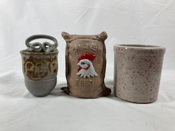 Coinbank And Pottery Mugs