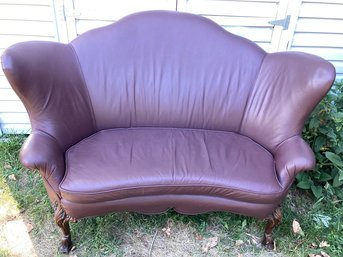 Cute Maroon Leather Sofa