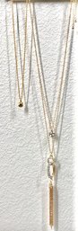 Gold Colored Chain Necklaces With Rhinestone And Tassel Chain Pendants