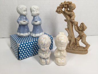 Group Of Children Figurines & Candleholders