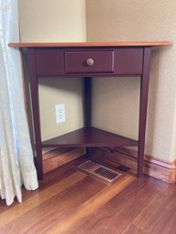 Corner Triangle Table With Drawer & Shelf