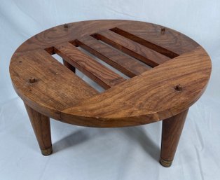 Mid Century Hardwood Slotted Short Platfrom Table
