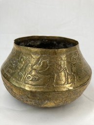 Antique Middle Eastern Persian Brass Vessel Bucket Dish