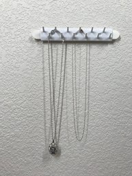 Lot Of Cute Silver Colored Chain Link Necklaces (one With Pendan)