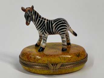 Limoges Porcelain 'Zebra' Trinket Box By Gerard Ribierre