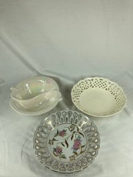 Lattice Bowls And Ceramic Dish