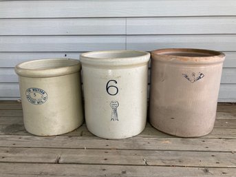 Three Big Pottery Crocks