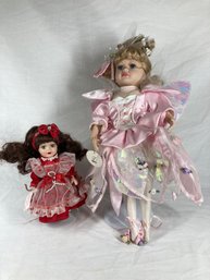 Pair Of Dolls- Red. Heart Themed Doll & Fairy Themed Doll