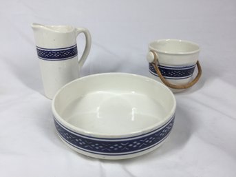 Handmade French Bowl, Pot And Pitcher