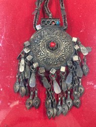 Beautiful Antique Nomadic Afghan Jewelry In Framed Shadowbox
