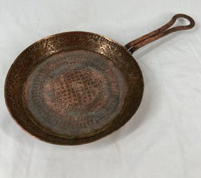 Antique Middle Eastern Copper Hand Embossed Pan