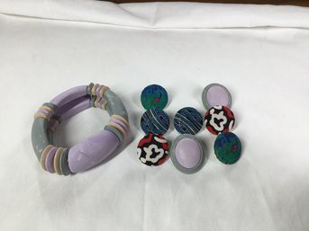 Set Of Assorted Buttons And Bracelet