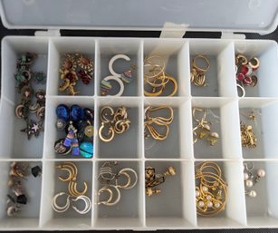 Multiple Pairs Of Fashion Earrings - All Matched Pairs In Organizer