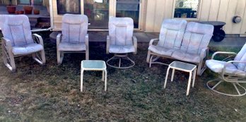 Outdoor Patio Set- Glider, 4 Chairs, 2 Tables