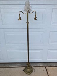 Vintage Gold Colored Lamp With Attachable Glass Shades